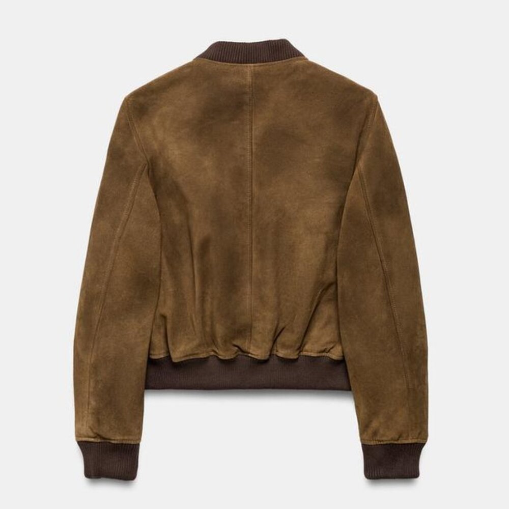 ZARA 100% SUEDE BOMBER JACKET ZW COLLECTION LIMITED EDITION - Picture 2 of 6